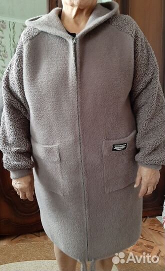 Кардиган женский длинный больших размеров теплый