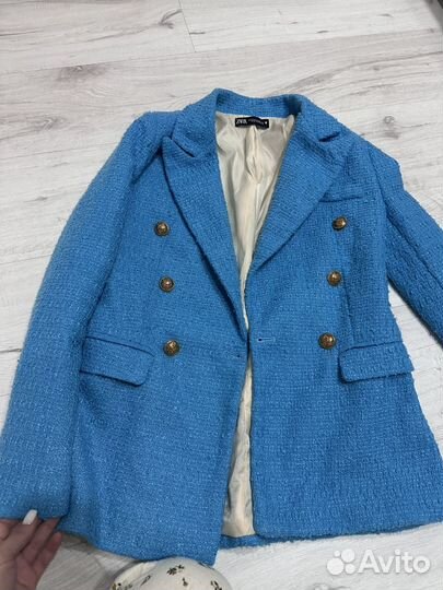 Твидовый жакет zara пиджак