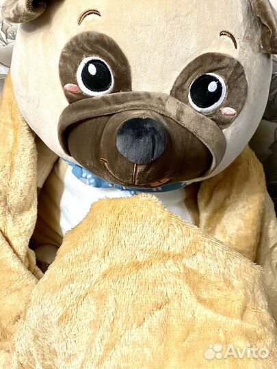 Игрушка с пледом 3в1. Бежевая собака