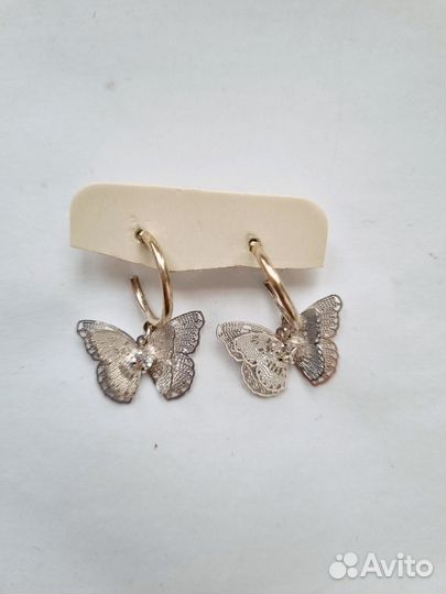 Серьги бабочки бижутерия новые