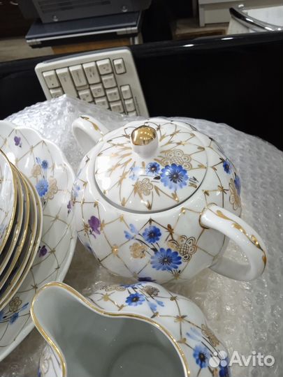 Чайный сервиз лфз Васильки кобальтовая сетка