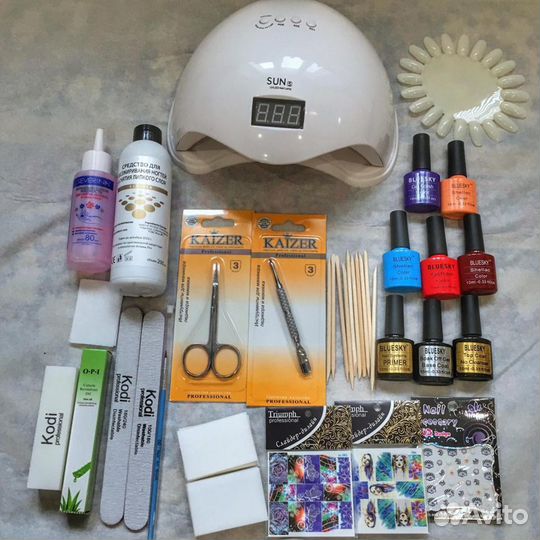 Набор для маникюра с гель-лаком и лампой 48вт