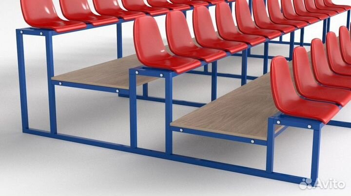 Трибуна с пластиковыми сидениями трехрядная Pioner A13585