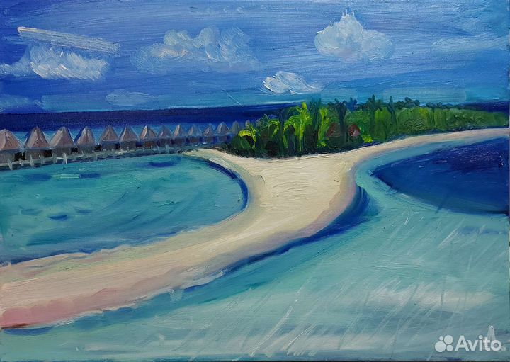 Картина маслом Мальдивы