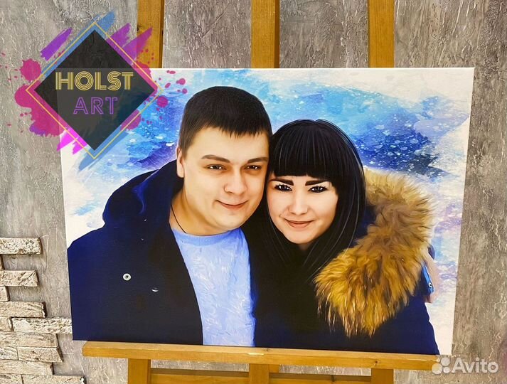 Портрет по фото на холсте