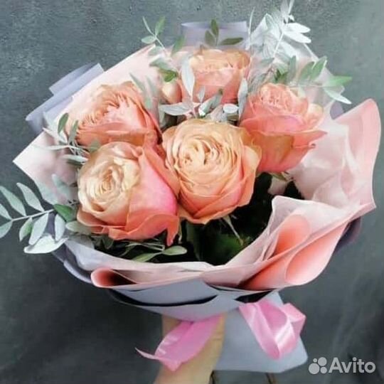Букет из персиковых роз цветы и подарки с доставко