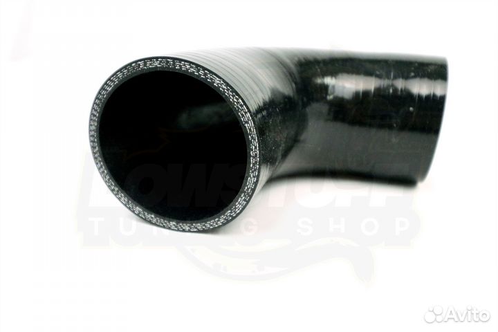 Патрубок силиконовый 90 град 51мм длина 100мм стенка 5мм черный