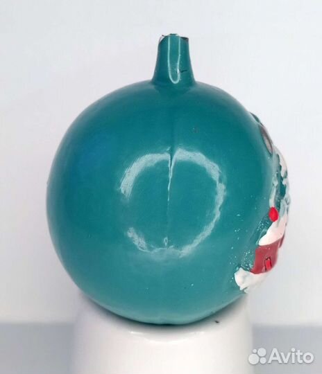 Ёлочная игрушка шар рельеф домик в лесу СССР