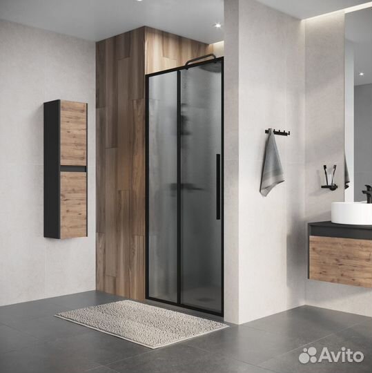 Душевая дверь Niagara Nova 120 NG-84-L12CHB профиль черный матовый/стекло шиншилла