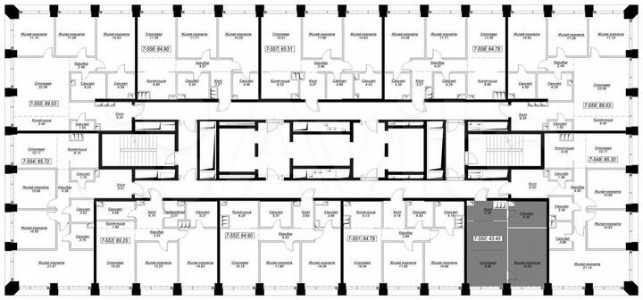 1-к. квартира, 43,5 м², 43/55 эт.