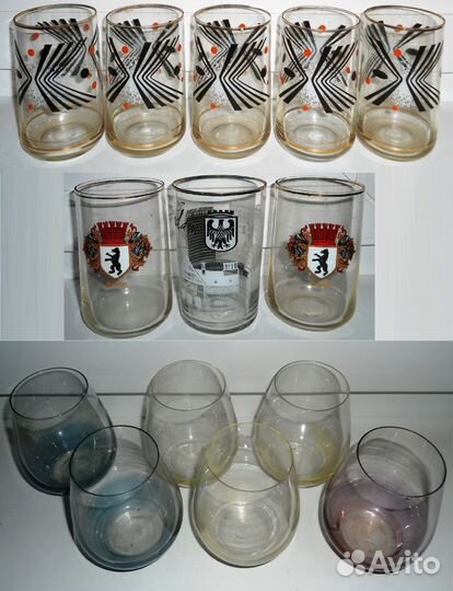 Стаканы позолота стекло,цв.стекло Германия гдр