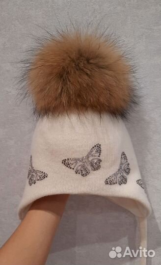 Шапка зимняя с натуральным помпоном