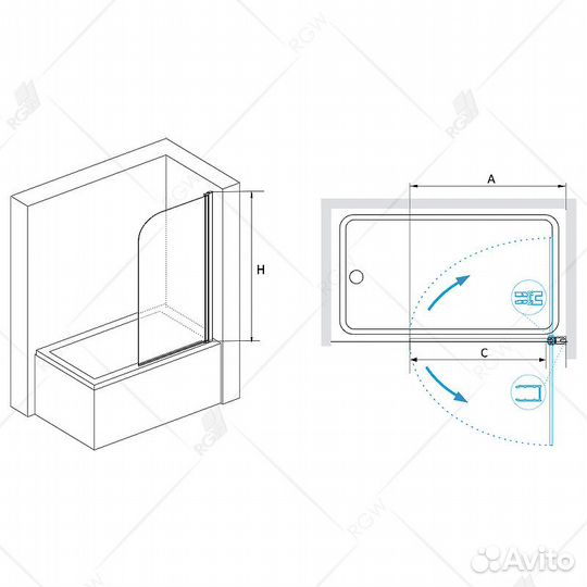 Шторка на ванну RGW Screens SC-109 80х150 4111109