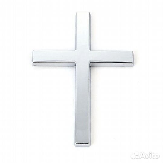 Металлическая наклейка на авто крест шильдик