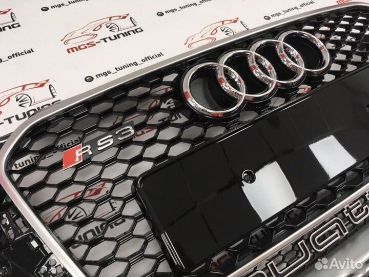 Решетка на Audi A3 в стиле RS3 12-16гг. дизайн 1