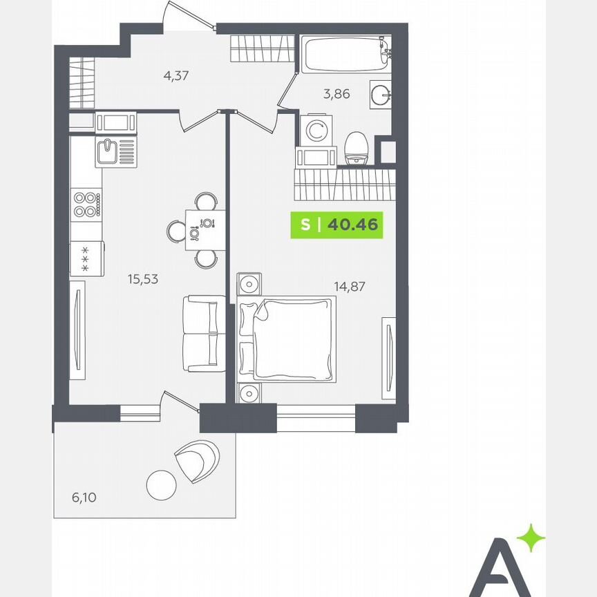 1-к. квартира, 40,5 м², 12/12 эт.