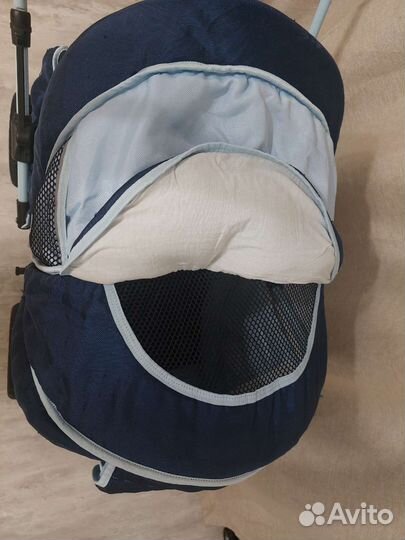 Коляска 2 в 1 трансформер сине-голубая
