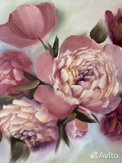Картина маслом «Цветы пионы»