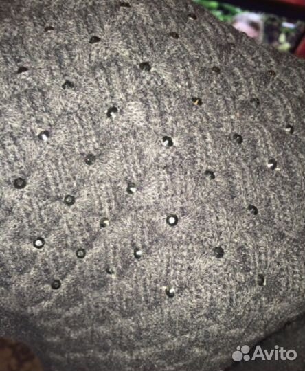 Круглый черный шарф шерсть