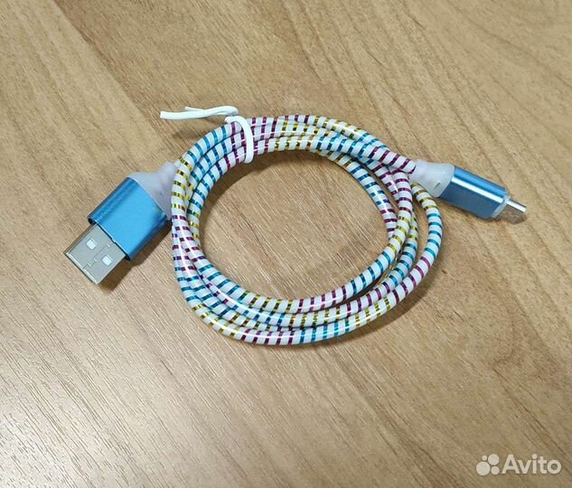 Кабель светящийся новый usb