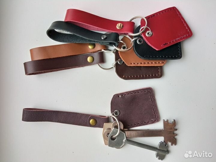Брелок для ключей из натуральной кожи, с чехлом дл