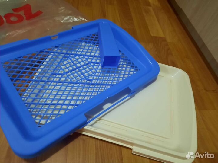 Туалет для собак со столбиком, малый синий