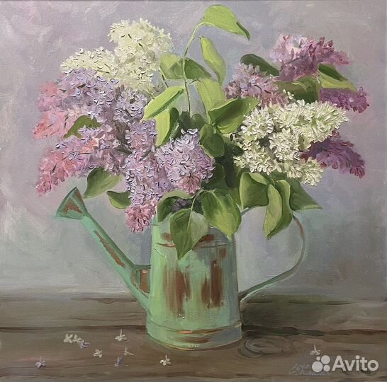 Картина маслом на холсте сирень