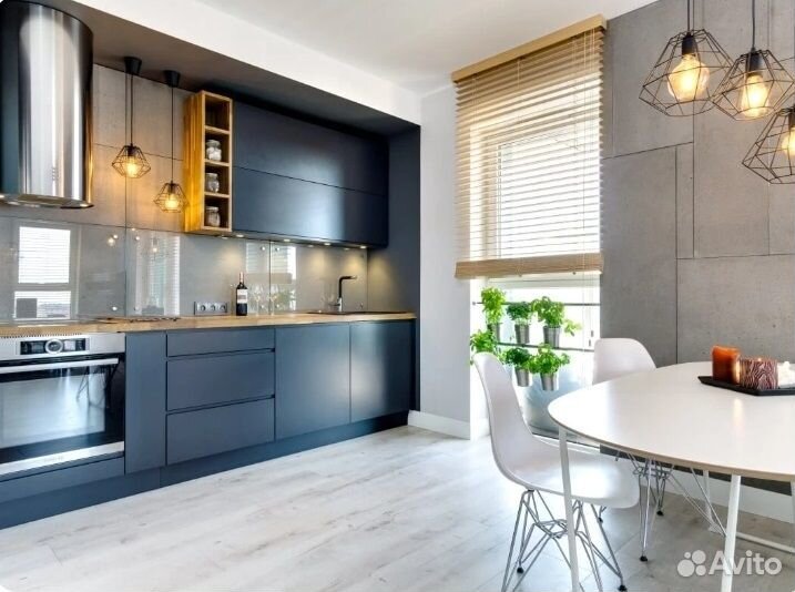 Кухня на заказ без ручек в потолок