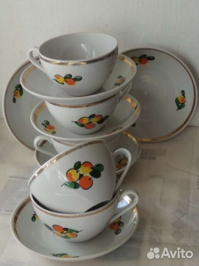 Чайные пары большие СССР цветы