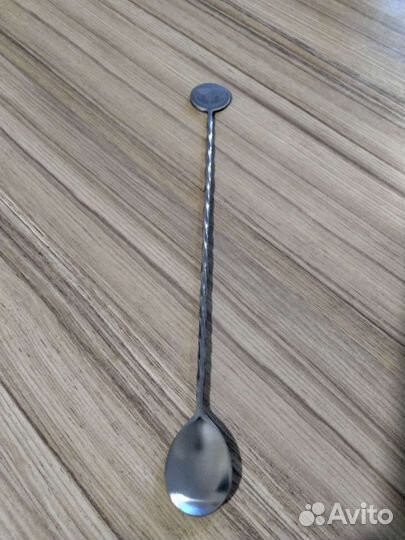 Барная ложка для коктейлей металлическая