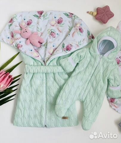 Конверт-одеяло на выписку лето + комбинезон