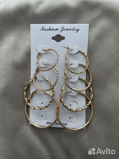 Новые серьги-кольца набор
