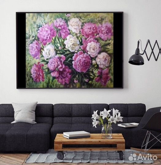 Пионы в подарок 70 х 62 /холст,масло