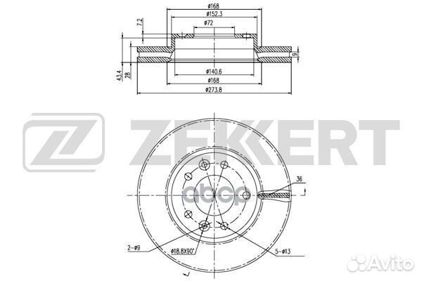 Диск торм. перед. Kia Carnival 00- bs-5691 Zekkert