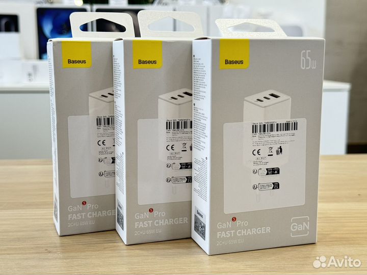 Адаптер Baseus GaN 5 Pro 65w с кабелем USB-C Ориг