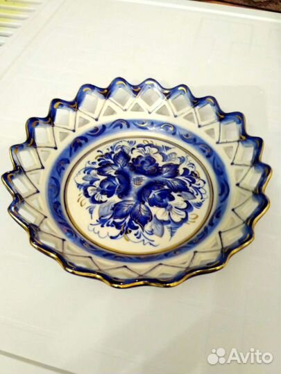 Блюдо фарфор гжель