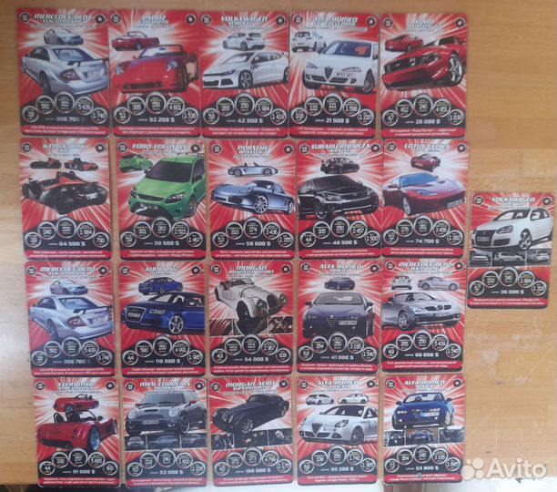 Карточки с машинами Супергонки 95 шт