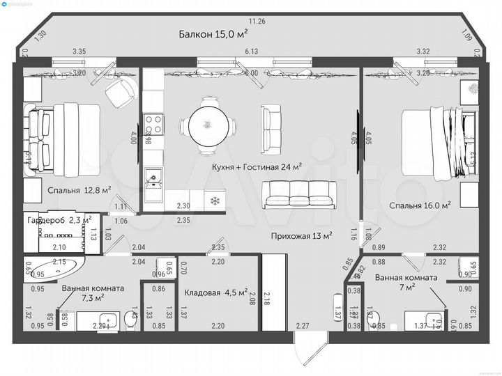 3-к. квартира, 100 м², 8/9 эт.