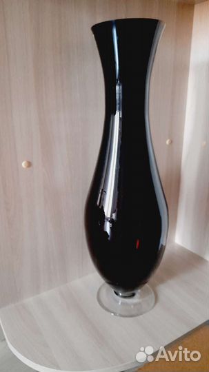 Ваза напольная черное стекло высокая
