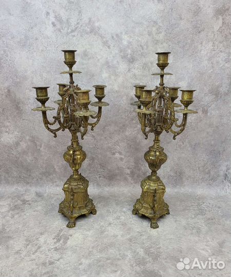 Пара бронзовых канделябров 19в