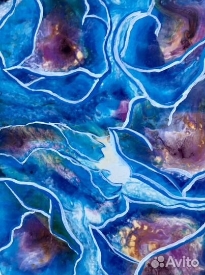 Картина Флюид Арт. Синие маки. 40-52 см