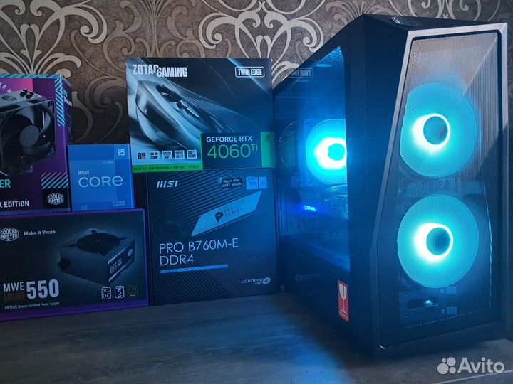 Мощный игровой пк RTX4060 Ti+Core i5 12400F/B760