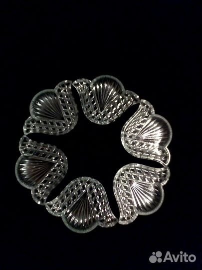 Редчайшая хрусталь- икорница, розеточки, ваза, рог