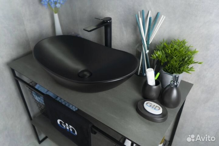 Раковина Gid Lago Bm9811 53337 черная матовая, 61x37x15