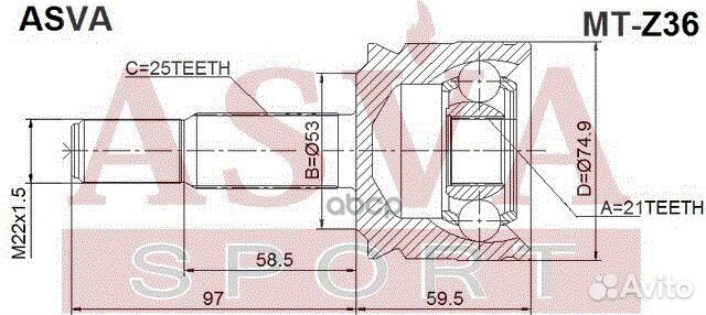 ШРУС наружный 21x53x25 colt Z36 2004- mitsubish