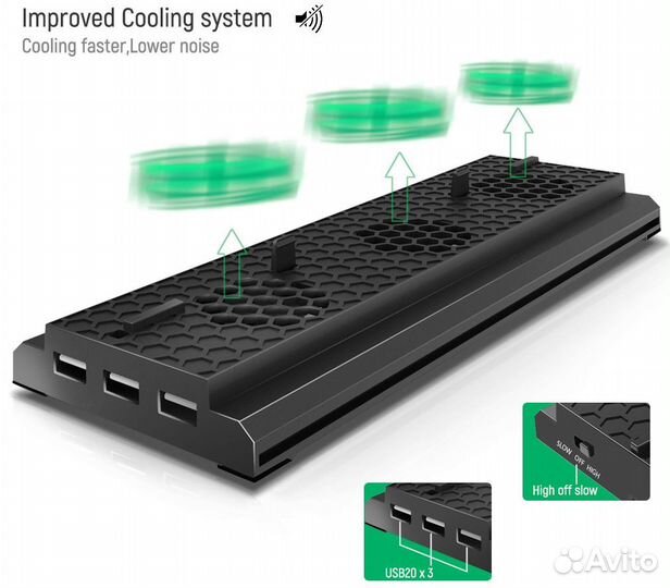 Xbox One X Стенд с охлаждением и Зарядная станция