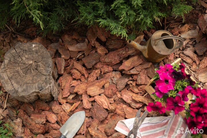 Мульча кора лиственницы (фракция 5-10см)