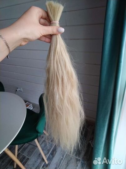 Натуральные волосы блонд 55см