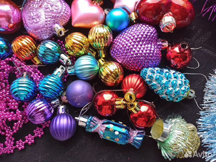 Новогодние украшения пластик стекло бусы гирлянды