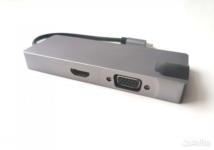 Док-станция USB-C хаб 8в1 4k hdmi USB 3.0 PD LAN